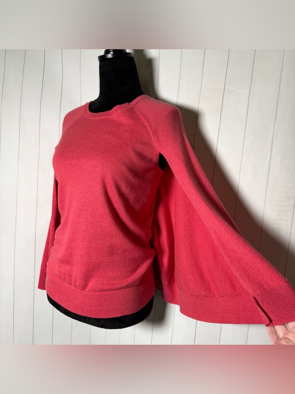 NEW Trina Turk Pink Cotton Knit Cape Poncho Sleeve Sweater Cozy Lagenlook XS